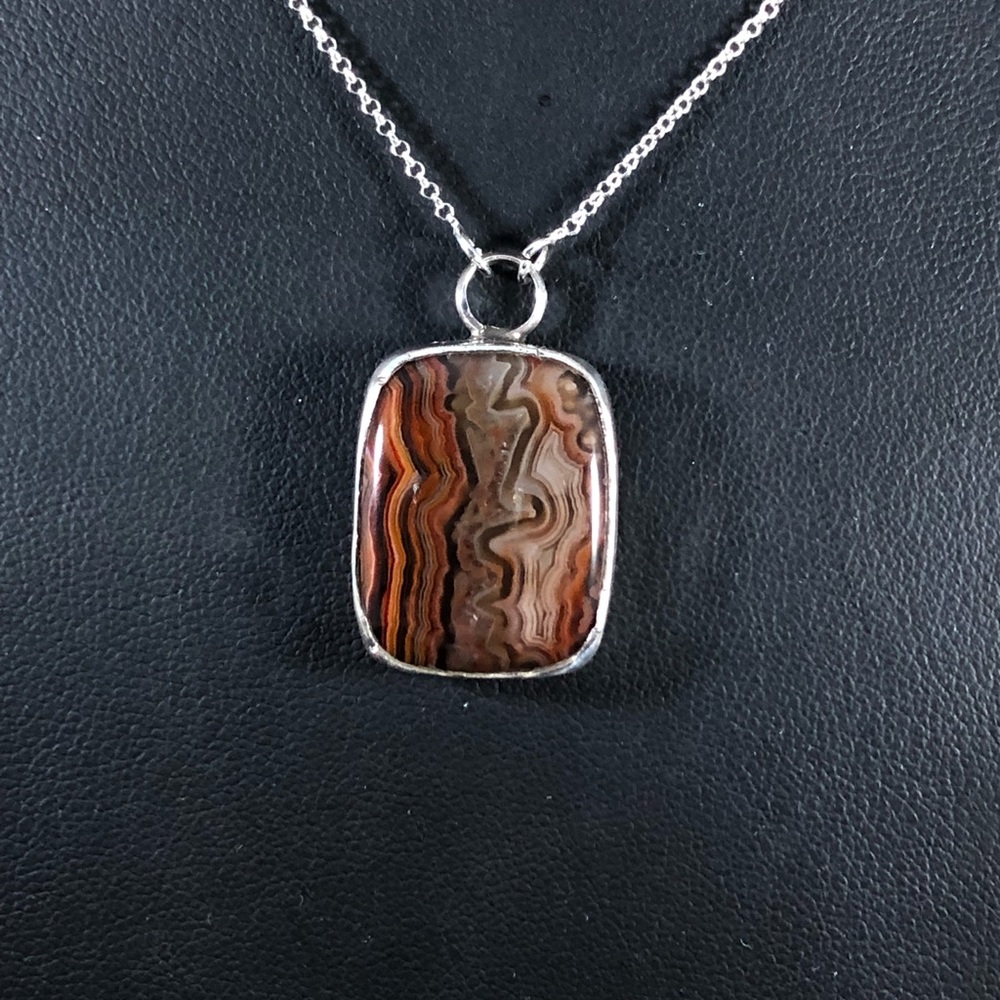 Mexican Crazy Lace Sterling Silver Necklace C-1-31